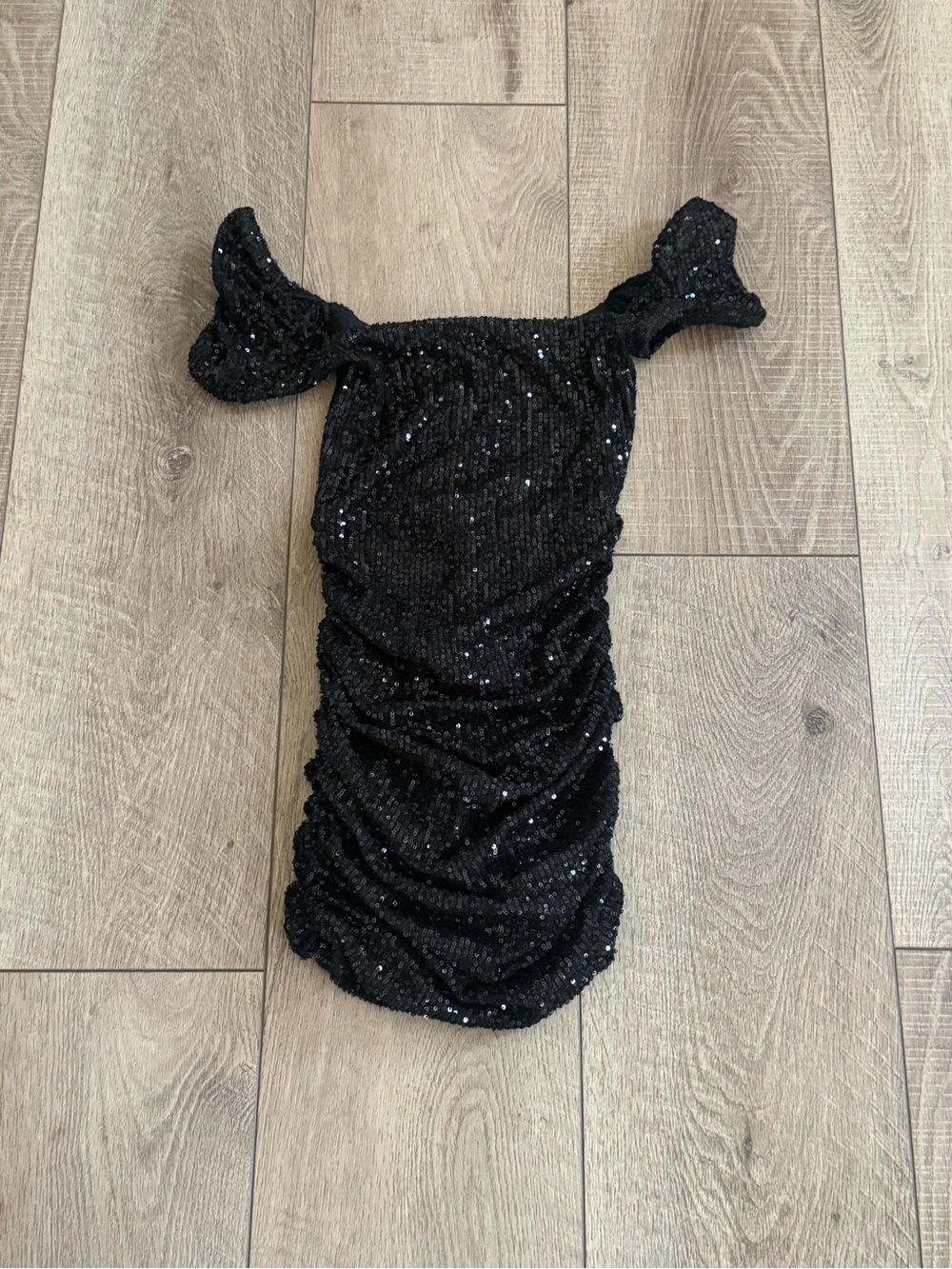 Lucy in the Sky Black Sequin Off-Shoulder Dress